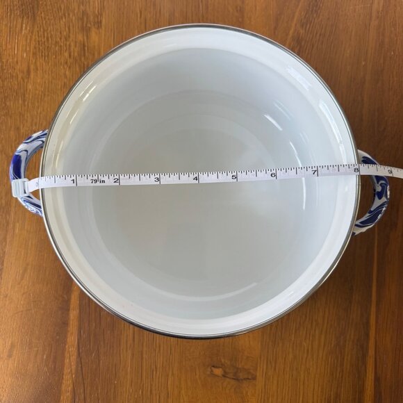 GOLDEN RABBIT 2.5 Quart Dutch Oven Blue Cobalt Swirl Enamel Stock Pot & Lid NEW - Picture 3 of 6